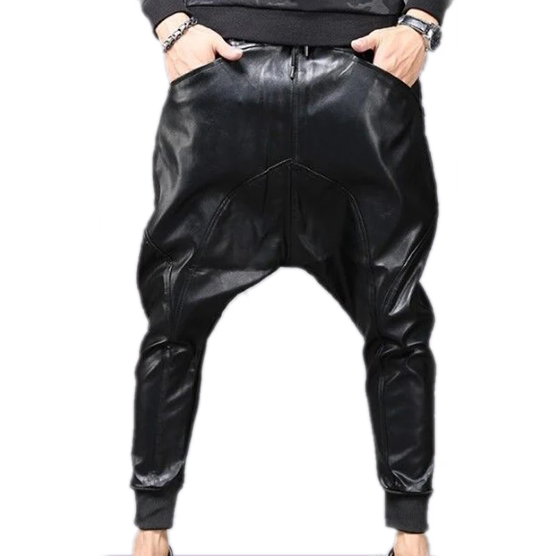 

27-46 NEW 2024 Men's Clothing GD Hair Stylist Fashion Catwalk Hip-hop Street Breeze Harem Pants Leather Pants Plus Size Costumes