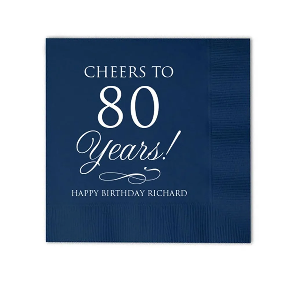 Personalized Napkins Beverage Luncheon Guest Towel & Dinner Size  Birthday Cheers 50th 60th 70th 80th 90th  Custom Monogram