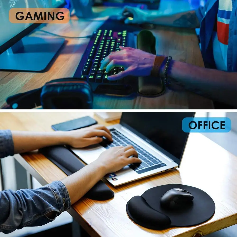 RAKOON Mouse Pad with Wrist Rest Non-Slip Base Wrist Rest Pad Ergonomic Mousepad for Typist Office Gaming PC Laptop