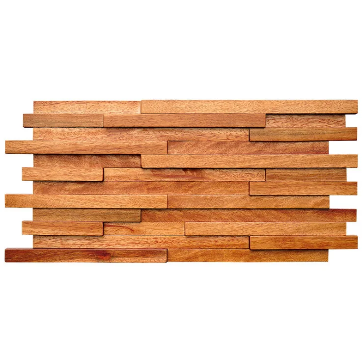 6 PCS Brick Interlocking Natural Wood Backsplash 3D Pattern Panel Wooden Mosaic Wall Tile DQ087