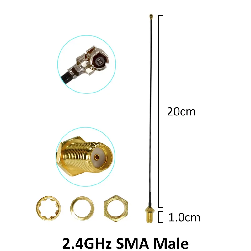 Antena de 2,4 Ghz Wifi 5dbi conector macho SMA antena blanca de 2,4 ghz antena enrutadora omnidireccional + Cable en espiral macho de RP-SMA de 21cm