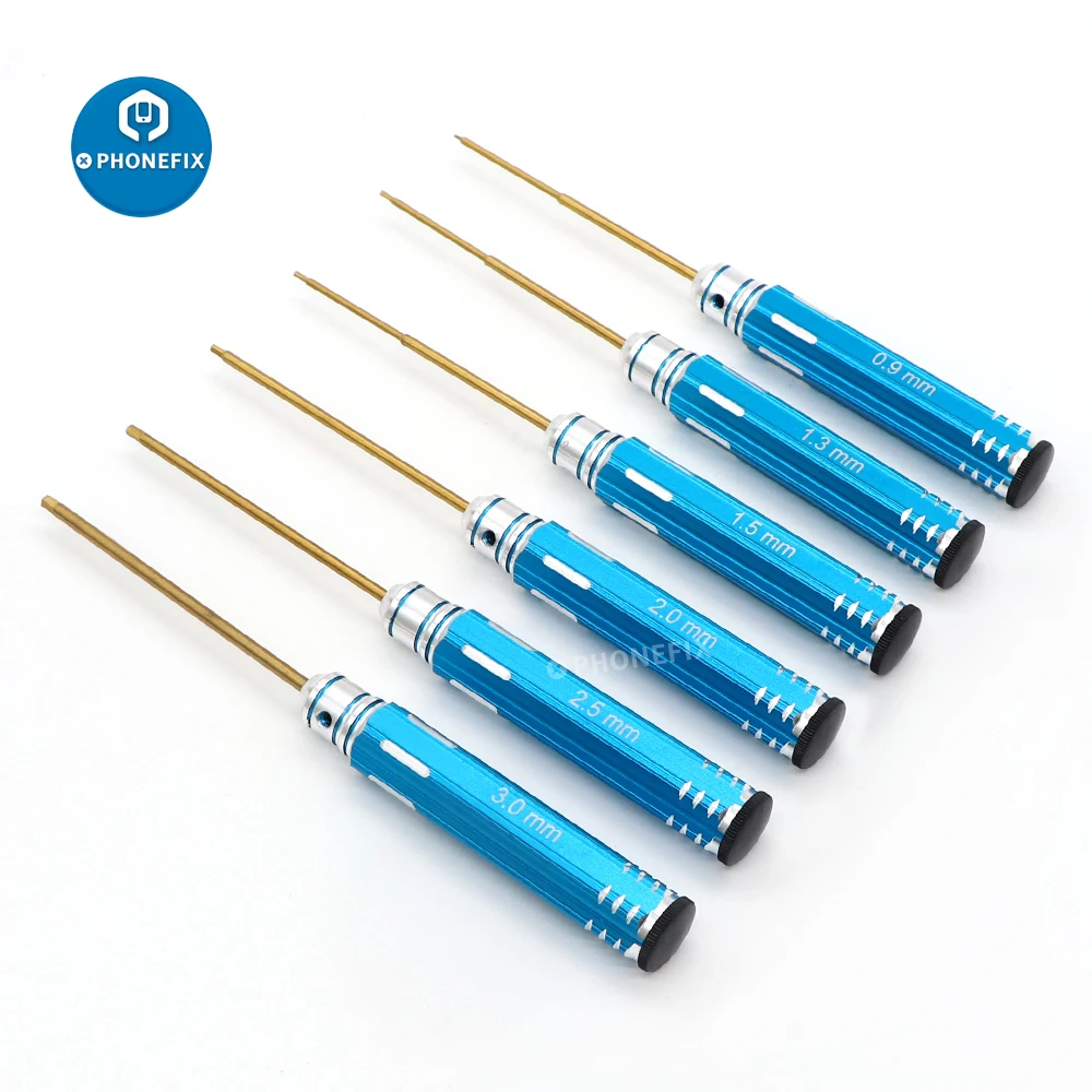 Chave de fenda hexagonal, 6 lâmpadas com modelos rc, helicóptero fpv, quadricóptero, ferramentas manuais para reparo de drone, 0.9/1.3/1.5. 5/3mm