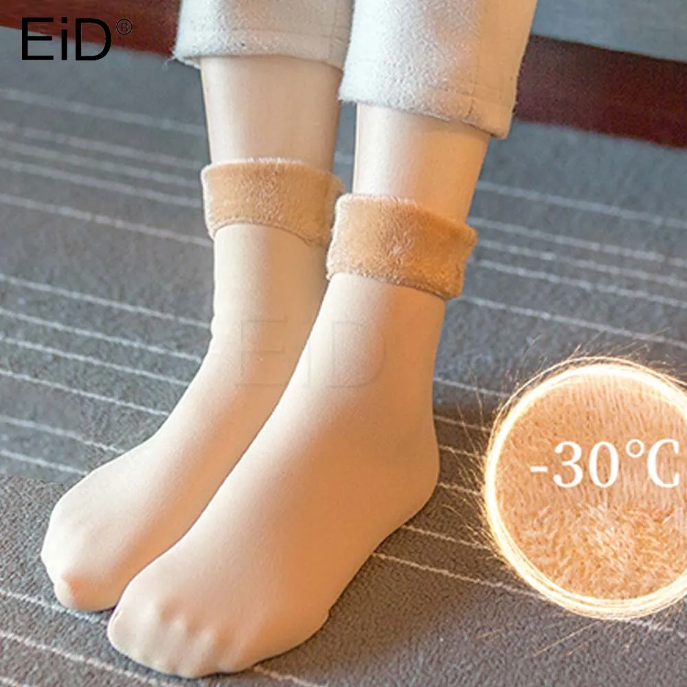 Eid Winter Warm Verwarmde Verdikking Kasjmier Sneeuw Sokken Mannen Vrouwen Herfst Fluwelen Solid Casual Thermische Houden Slapen Sokken Pads