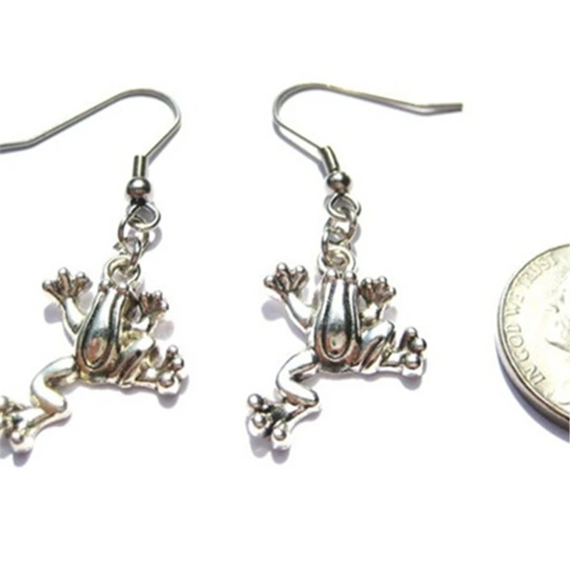 Frog Earrings Antique Silver Color Frog Jewelry Tree Frog Frog Gift Rain Forrest Animal Earrings