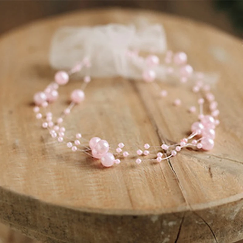 Accesorios de fotografía para recién nacidos, diadema de perlas para bebé, tocado de princesa, banda para el pelo para sesión de fotos de bebés