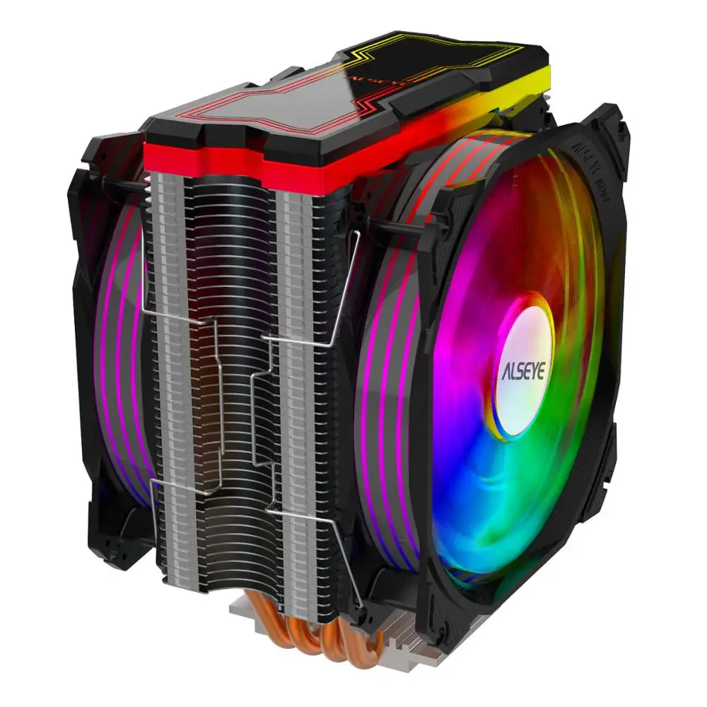 ALSEYE M120D CPU Cooler Adjustable RGB Lighting 120mm PWM 4 Pin Support 5V-3pin Aura/RGB FUSION Heat-Pipe Cooler Support LGA1200