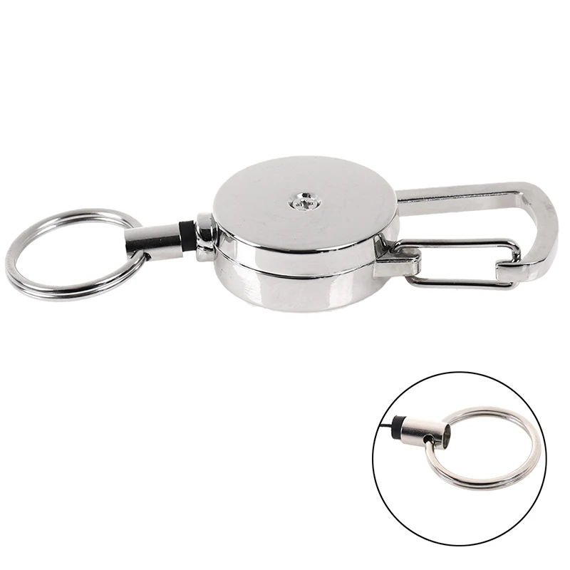 1X Resilience Steel Wire Rope Retractable Alarm Key Ring Elastic Keychain