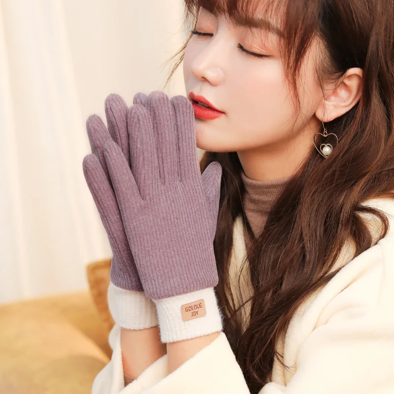 Winter New Women Fashion Elegant Keep Warm Touch Screen Elasticity Plus Cashmere Gloves Outdoor Cycling Self Heating Soft