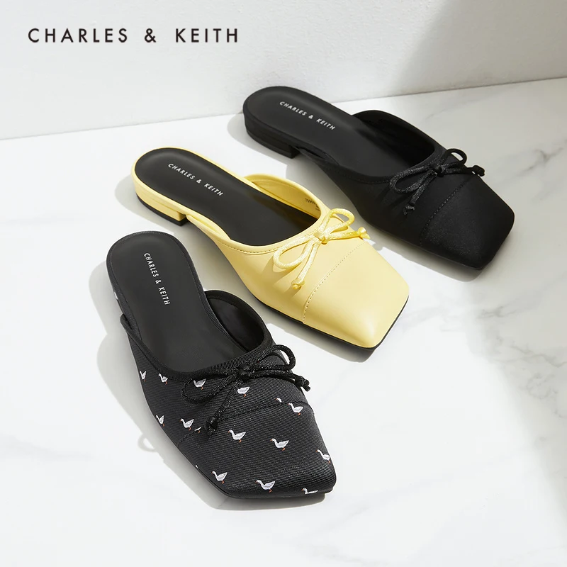 CHARLES & KEITH CK1-70900301 Kadınlar İçin Şık ve Rahat Düz Topuklu Mule: 2021 Sonbahar Yeni Gelen Ürün