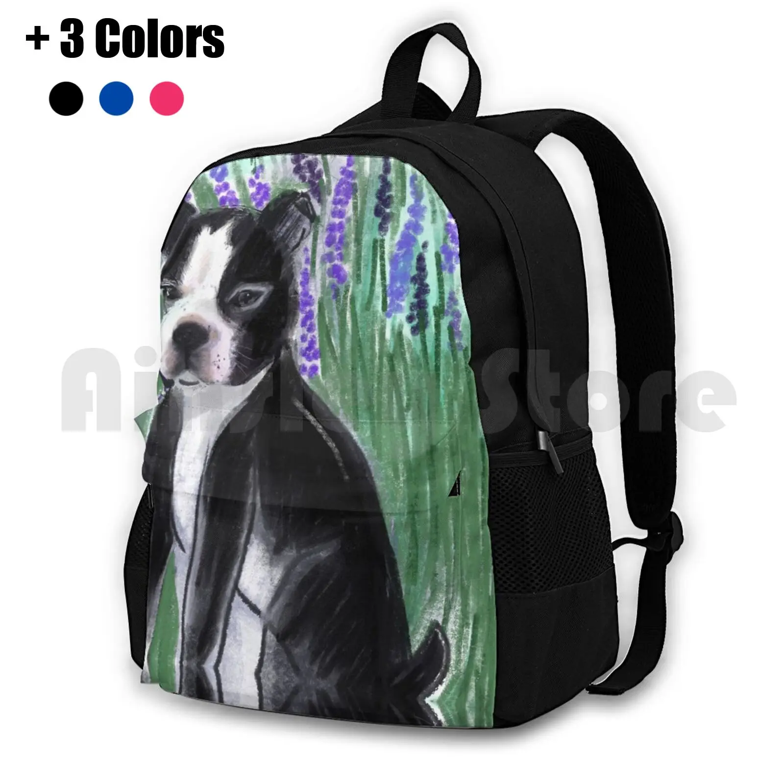 Boston Terrier Puppy Dog Outdoor Hiking Backpack Riding Climbing Sports Bag Puppy Boston Terrier Dog