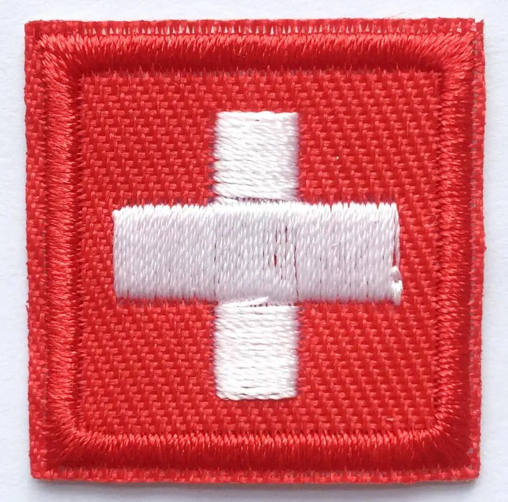 (5 pcs) Flag of Switzerland Swiss embroidered applique iron on patch small ( about  2.8 cm)