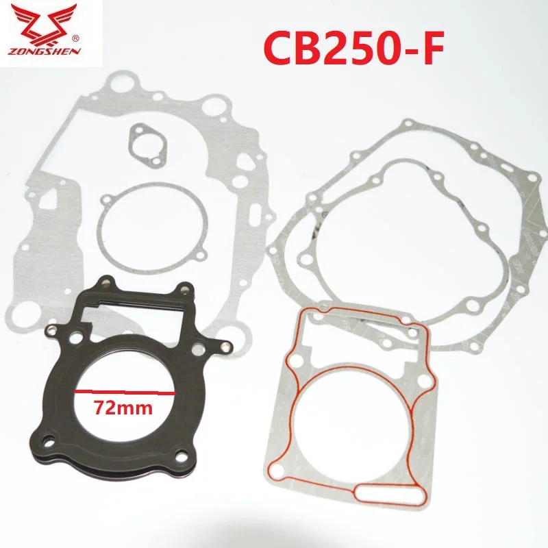 

For zongshen 250cc CB250F CB250-F KAYO T4 Z1 NX6 motorcycle engine gasket cylinder 72mm head gasket accessories