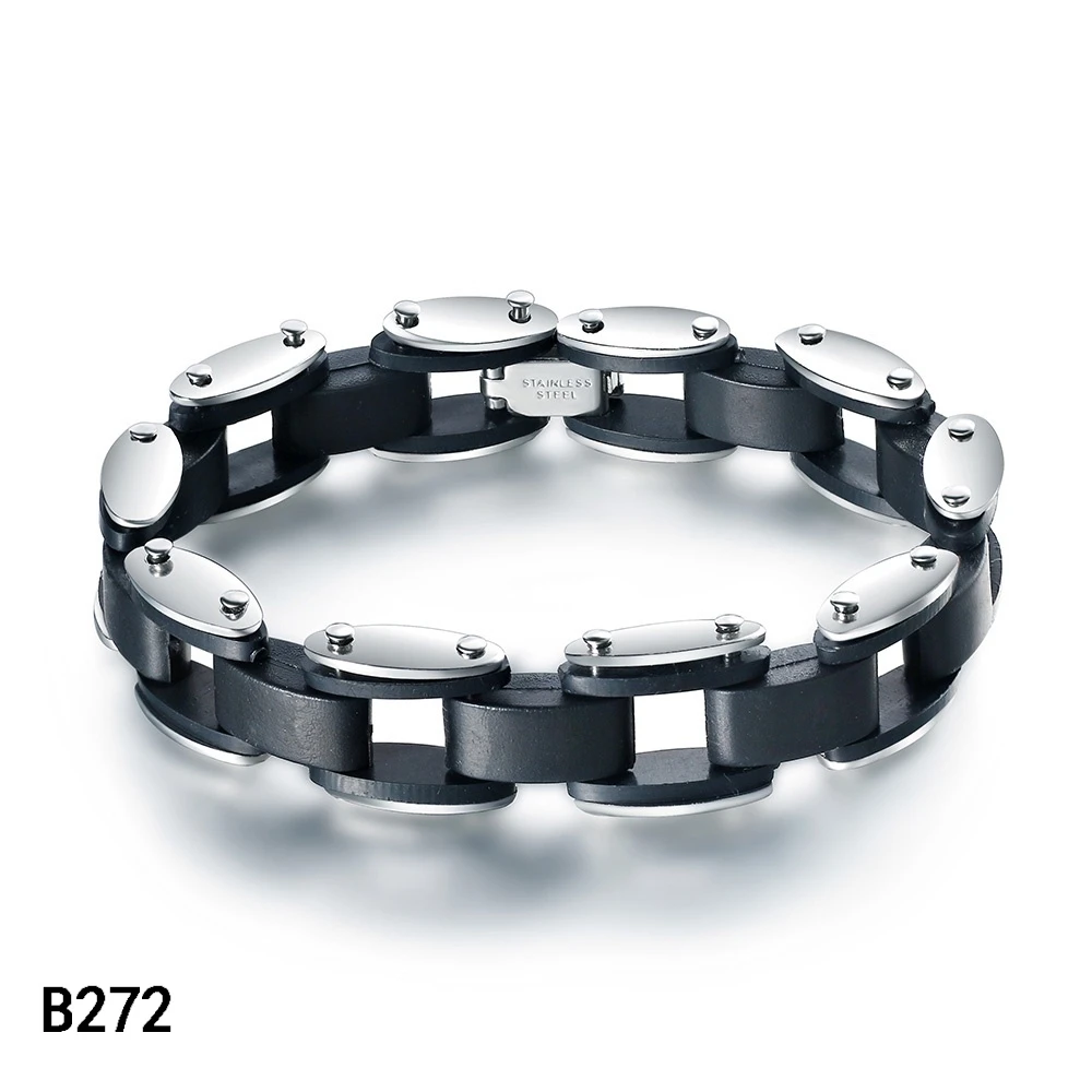 2024 Trend Jewelry Vintage Stainless Steel Smooth Silicone Bracelet Men Charm Rubber Bracelet Bangle For Women Pulseras