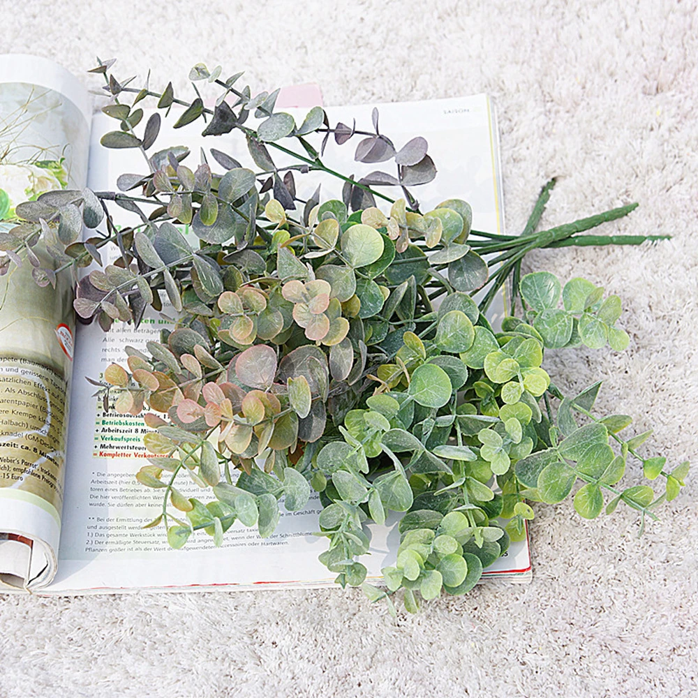 Künstliche Kunststoffpflanzen, Blätter, grüner Eukalyptuszweig, DIY-Garten, Zuhause, Weihnachten, Hochzeit, Vase für Dekoration, künstliche Kunstblumen – Detail 16