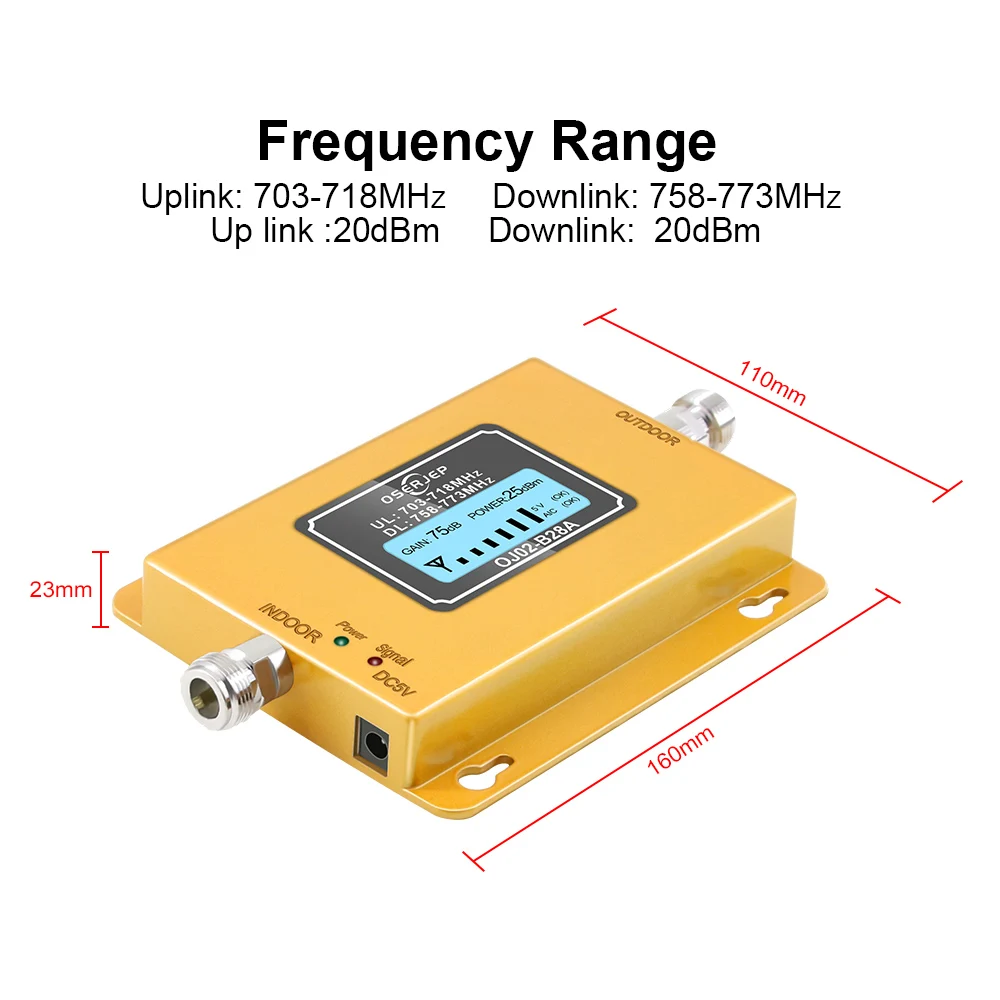 4G LTE 700Mhz Cellular Signal Booster Repeater LCD Display Mobile Signal Amplifier LTE700 Repeater+Sucker Antenna+Omni Antenna