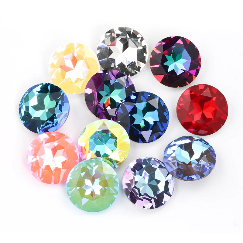 27mm Gem Flower Rhinestones New Arrival Glue On Stones Pointback Clothes Wedding Dress Decoration Crystals Round Strass