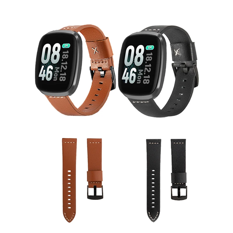 

leather for fitbit 2 versa band 22.5mm Breathable leather interchangeable strap sports comfort strap smart watch Accessories