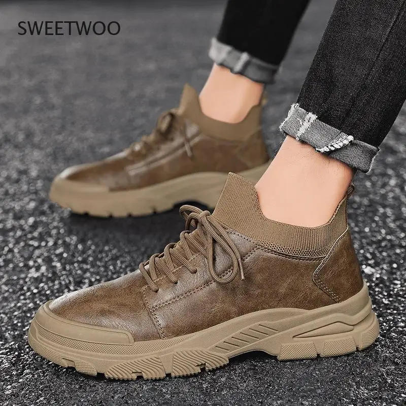 

Sports shoes men's shoes casual leather fashion outdoor shoes men's light retro shoes lace-up shoes