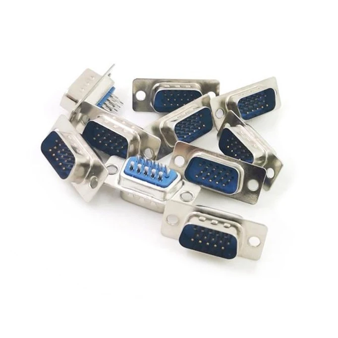 10PCS RS232 DB15 3 Rows Serial VGA 15 Pin Female 3 Rows Solder Type Plug D-SUB Male Plug Socket Connector