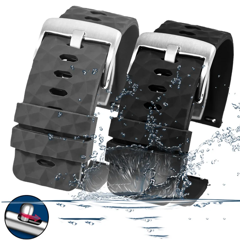 Waterproof Silicone Watchband 24mm Quick Release Bracelet Pin Buckle Strap For Suunto 9 Spartan Sport Rubber Wristband