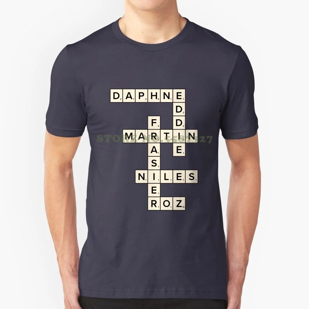 Scrabble Frasier Characters Black White Tshirt For Men Women Frasier Niles Daphne Eddie Roz Scrabble Fanart Crane Moon