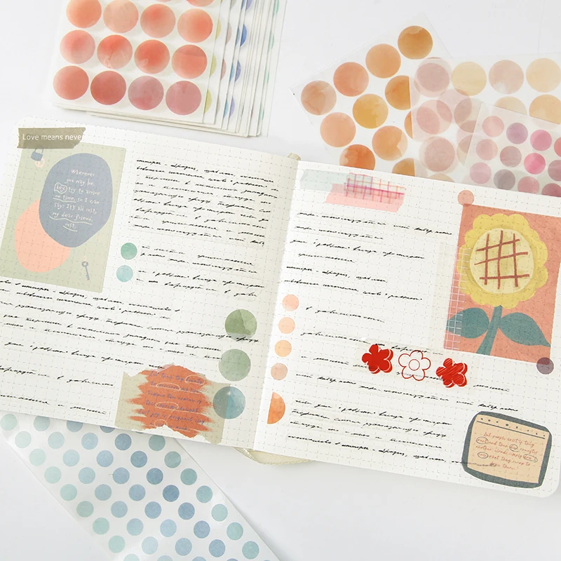 100แผ่นสีน้ำ Polka Dot สติกเกอร์ Bullet Journaling อุปกรณ์เสริมสมุดภาพ DIY ป้ายแท็กกระดาษ Washi สติกเกอร์สติกเกอร์ DIY