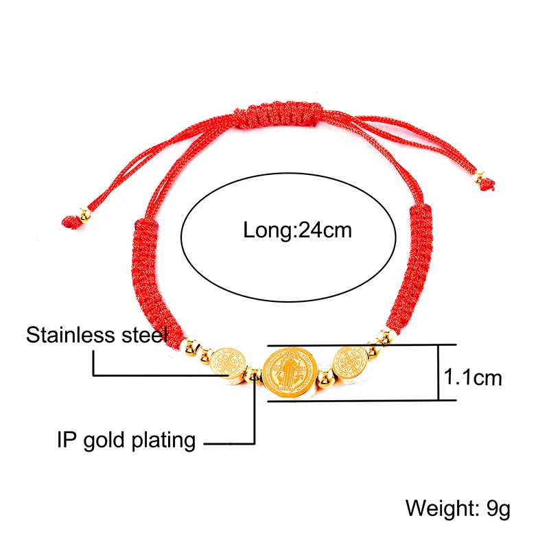 الدين سان بينيتو ميدالية سوار الرجال الفولاذ المقاوم للصدأ للنساء سانت بينيديكت مع حبل سلسلة Pulseiras للزوجين هدية #6