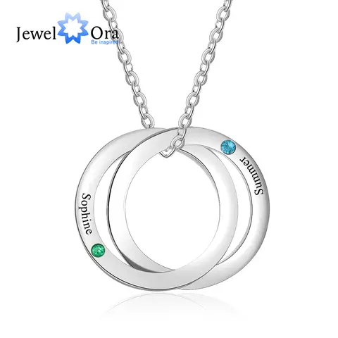 Personalized Double Circles Necklace jewelora
