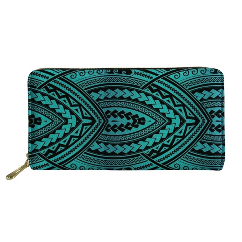 

Luxury Leather Wallet Fashion Girl Purses Polynesian Traditional Tribal Printing Ms Clutch Female Card Holder Ladies Money Bag