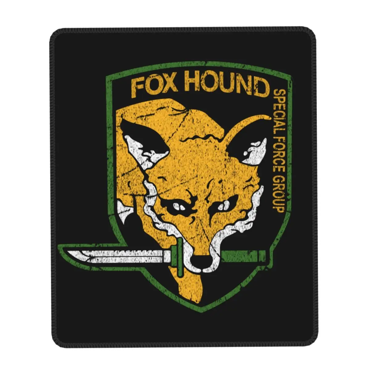 Metal Gear Solid Fox Hound Computer Mouse Pad Soft Mousepad with Stitched Edges Non-Slip Rubber Video Game Desk Mat for Gaming