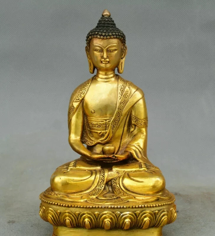 Statue de bouddha en bronze antique, statue d'amitabha Sakyamuni, Tathagata ou bouddha Padmapani