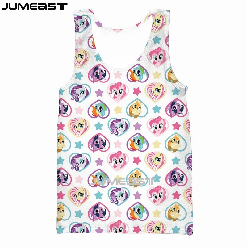 Jumeast Brand Men Women 3D Printed Vest Cartoon Horse Pony Little Pony Short Sleeve Sport Pullover Summer Tank Tops Tees image 4