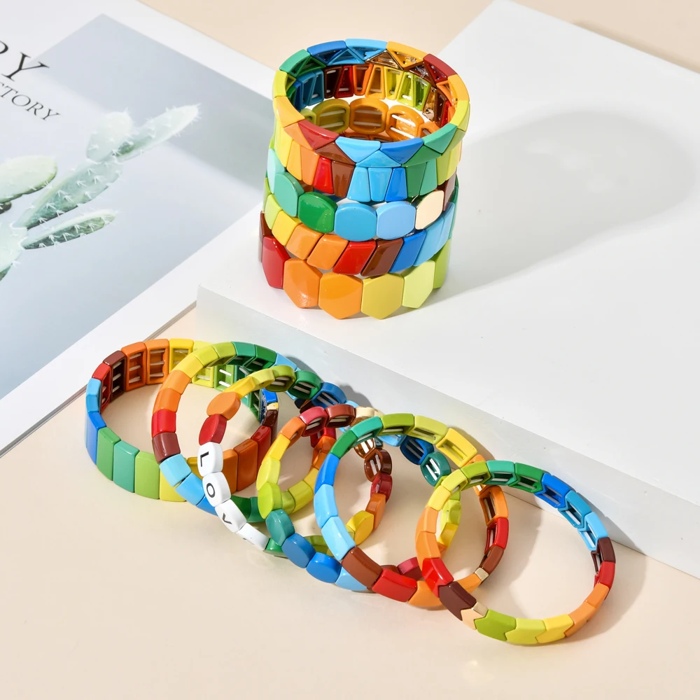 2023 Rainbow Summer Bracelets For Women Friendship Bracelet Jewelry Pulseiras Mujer Love Letter Beads Bracelet Gifts for Girl