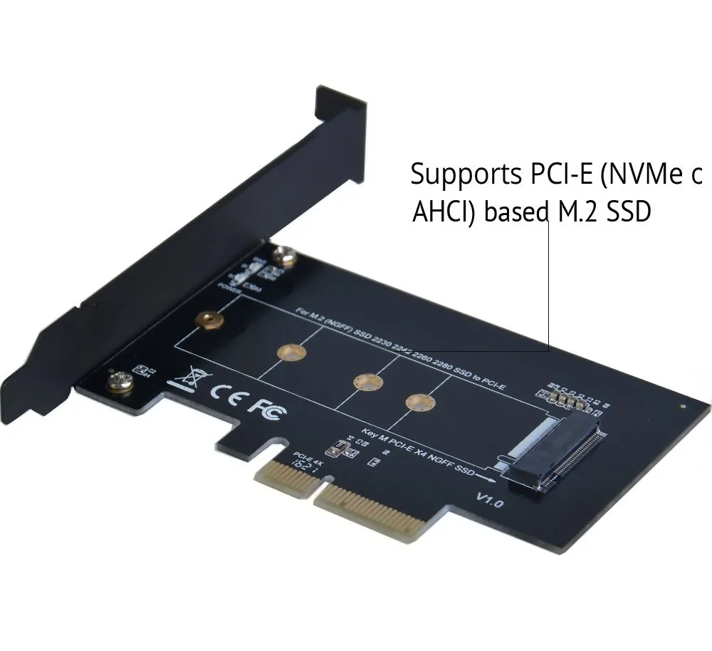 อะแดปเตอร์ M.2 Ngff Ssd M คีย์ Nvme PCIe 3.0X4 รองรับ M.2 PCIe 2280, 2260, 2242, 2230