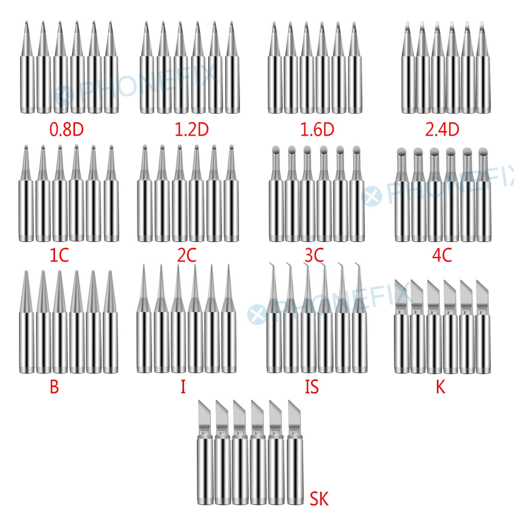 5pcs Solder Iron Tip I/B/K/2.4D/3C 900M Pure Copper Welding Head BGA Soldering Tools for 936 852d+ 909D Rework Station