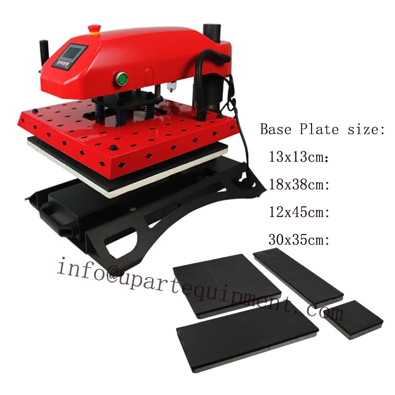 pneumatic tshirt heat press machine with different base plate for printing different size garments