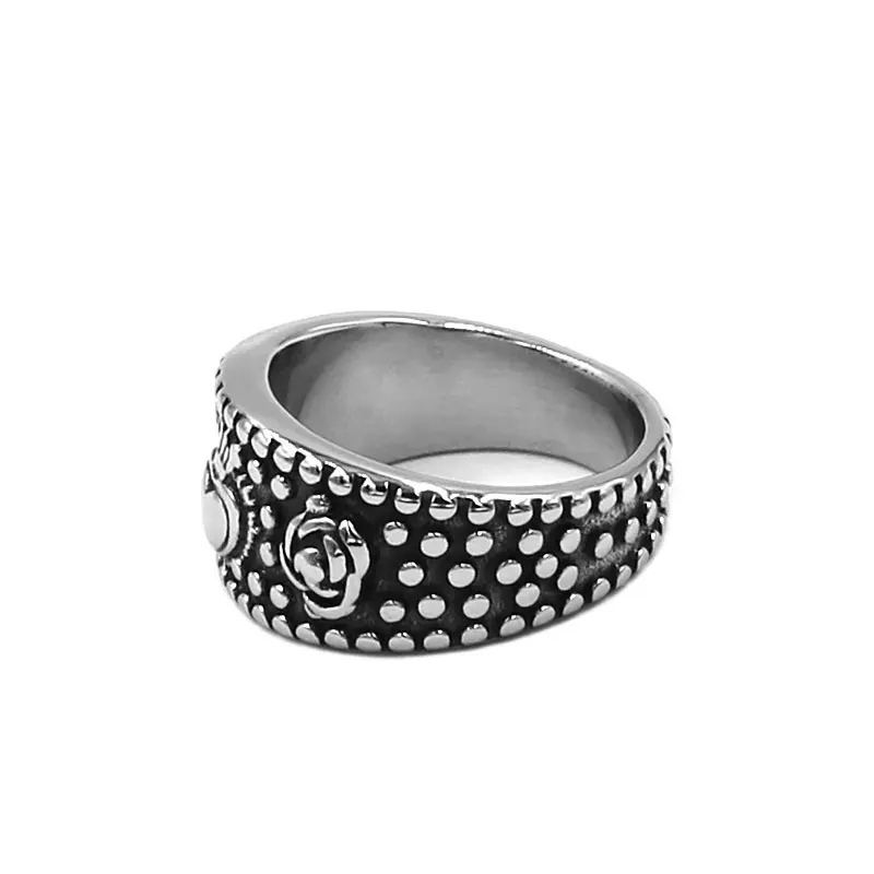 Fashion Crown Heart Ring Stainless Steel Jewelry Irish Celtic Knot Rose Nails Biker Wedding Ring For Women Wholesale884B