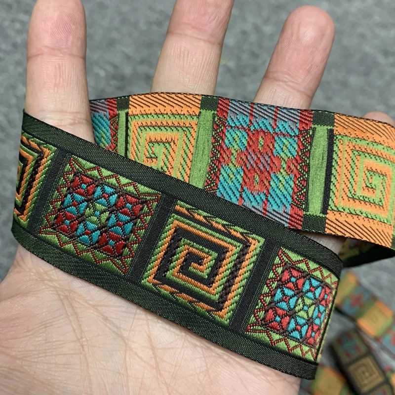 5YARD 1.3 Inch 33MM Geometric Totem Jacquard Ribbon