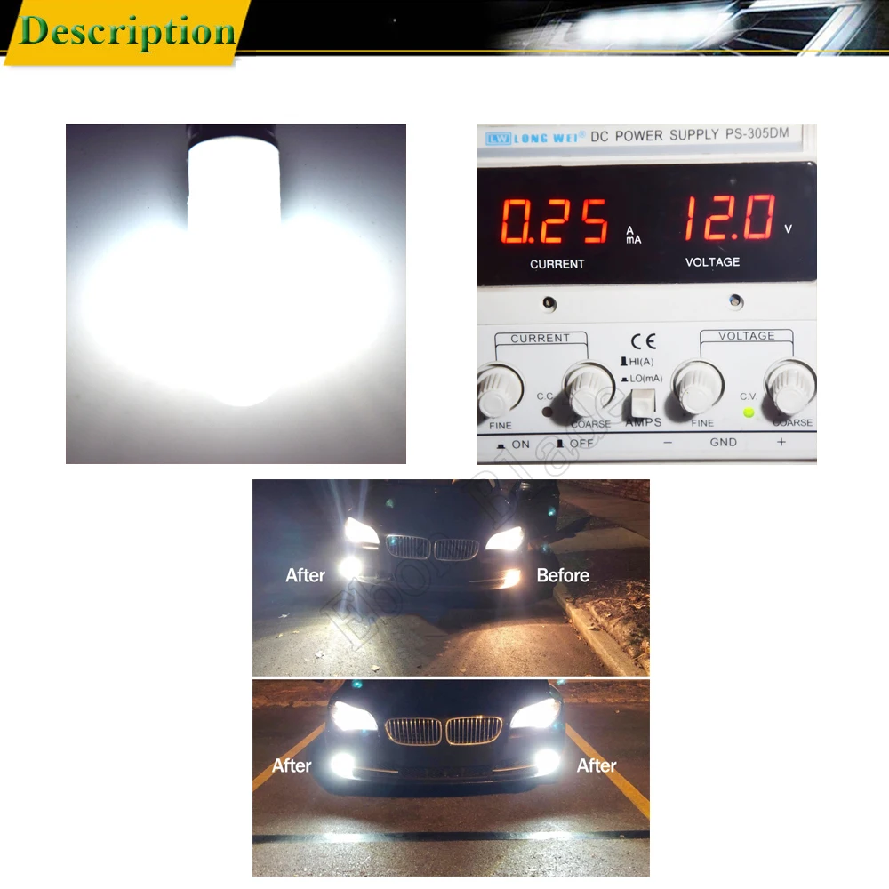 2Pcs 5202 H16 PSX24W 6000K White 3030 9SMD LED Bulbs For Car Auto Truck LED Fog Light or Driving Running Lights Lamp 12V 24V 30V