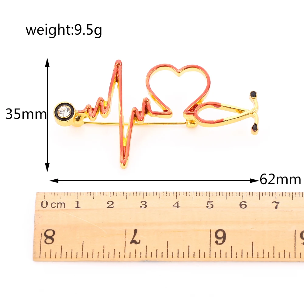 Fashion Electrocardiogram Stethoscope Personality Medical Medicine Brooch Pin Women Jewelry Heart Hospital Doctor Brooch Pins