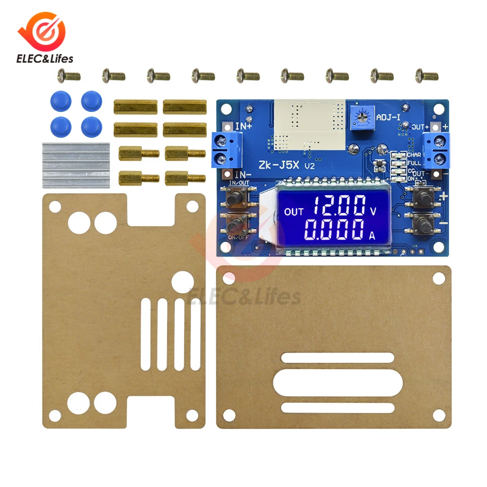 LCD Digital DC-DC 5A Adjustable Constant Current Constant Voltage Converter Buck Step Down Power Supply Module + Acrylic shell