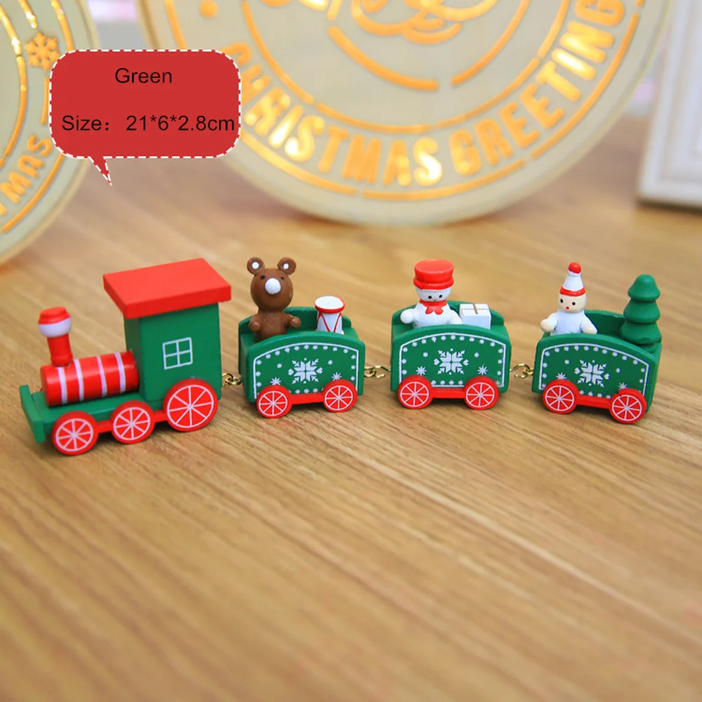 Christmas Decoration for Home 4 Knots Christmas Train Painted Wooden with Santa Kids Toys Ornament Navidad 2022 New Year Gift image 3