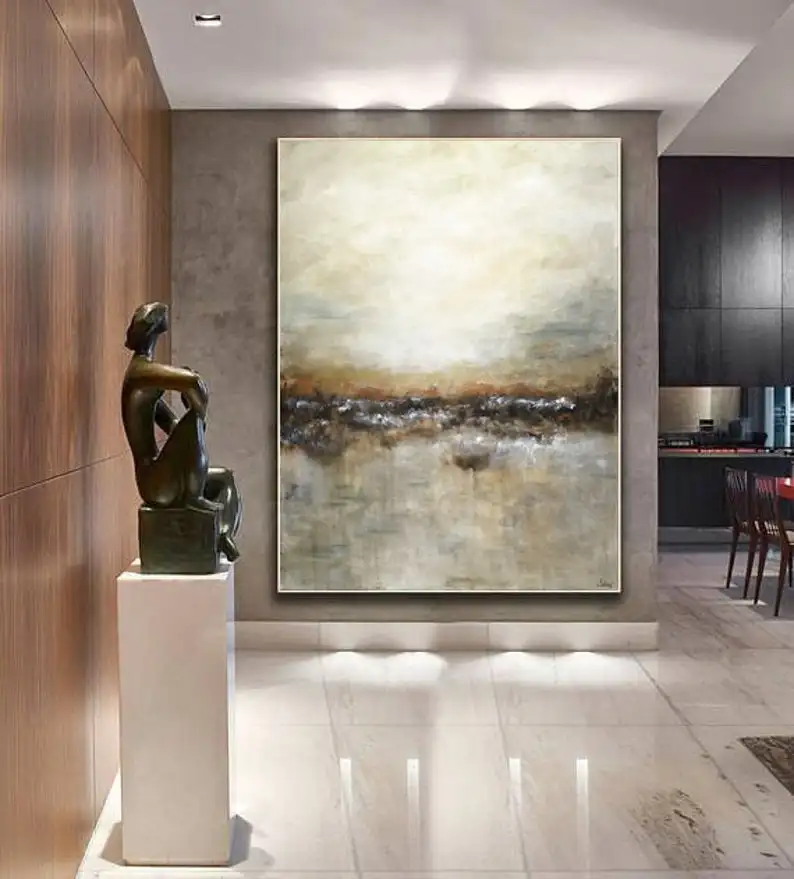 

Large Art Vertical Landscape Painting Modern Abstract Wall Art Brown Tan Artwork Oil Painting On Canvas Big Art Fine Art