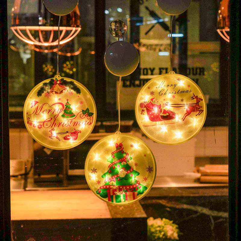 

Christmas Decorative Lights Shop Window Decorations Balcony Window Sucker Led Hanging Lights Christmas Lighting Scene Layout