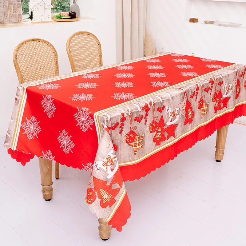 Tablecloth Christmas Tablecloth Santa Claus Elk Party Dining Table Cover Table Cloth Wedding Cover Home Textile Dust Cover