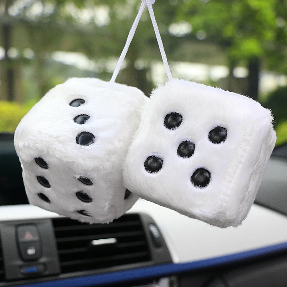 Car Pendant Colorful Plush Dice Craps JDM Auto Rear View Mirror Charms Hanging Suspension Ornaments Home Decor Car Accessories