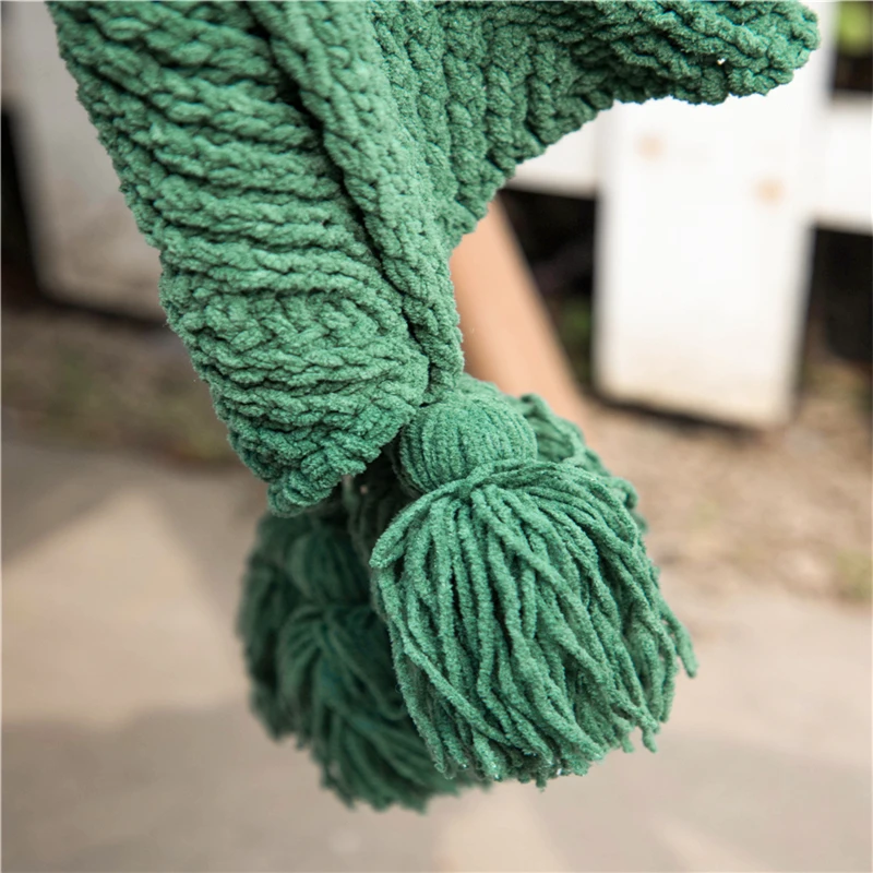 REGINA Nordic Chenille rzuć narzuta na kanapę łóżko luksusowe dzianiny tekstury Tassel Home Decor miękka przytulna eleganckie w paski koce