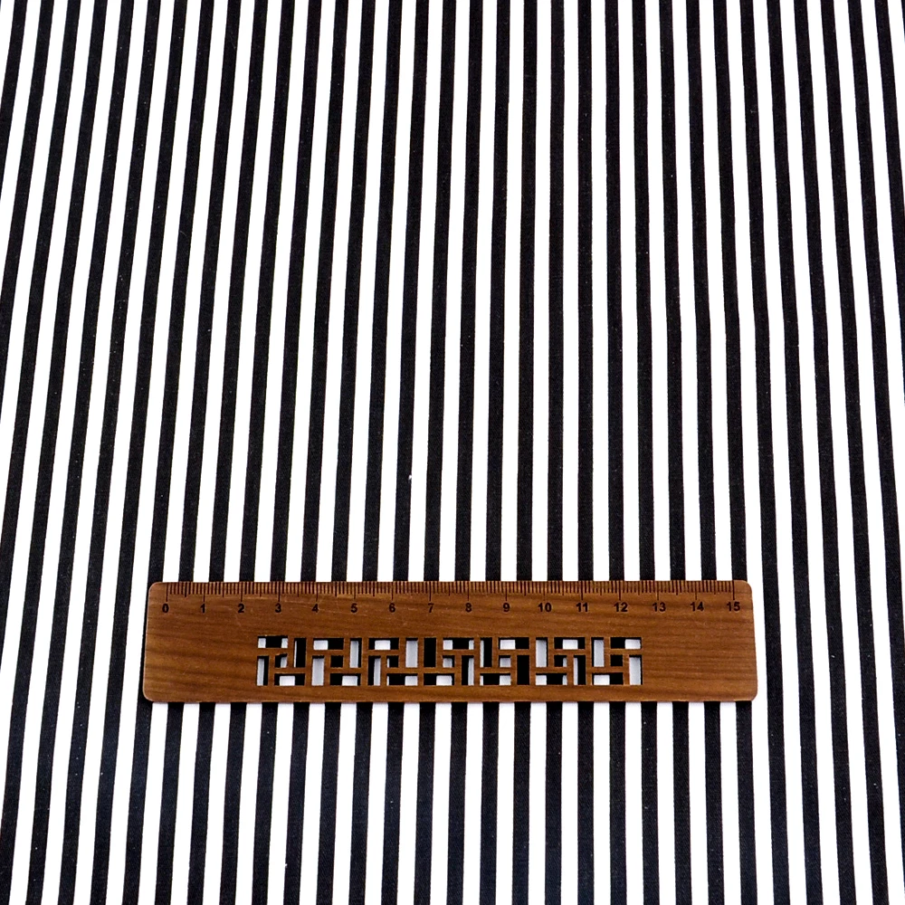 Teramila Lovely Modern Black and White Striped Cotton Fabric for Furniture by the Meter, For Quilts, Bedding Set, Upholstery