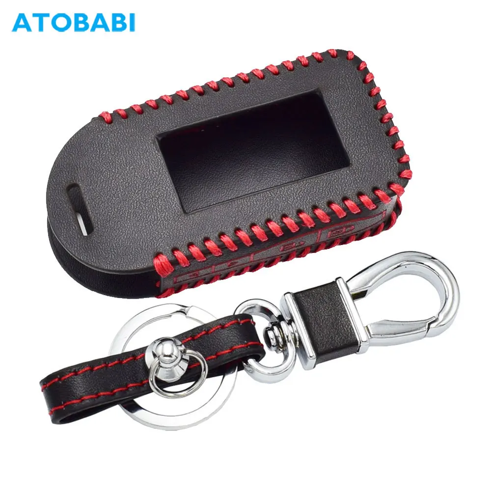 E90 Leather Car Key Case For StarLine E90 E60 E63 E93 E95 E66 E96 Two Way Car Alarm LCD Remote Controller Cover Keychain Bag