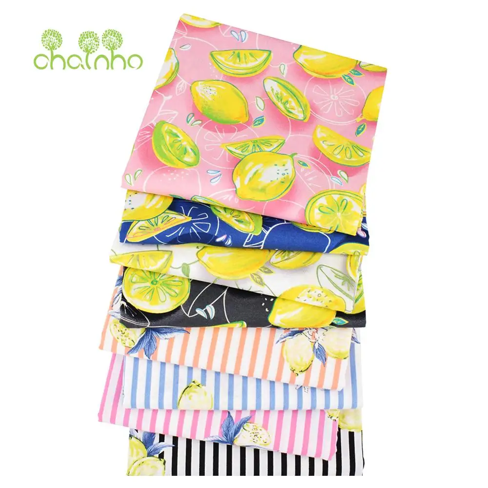 Printed Plain Cotton Fabric,Lemon Series,DIY Sewing Quilting Poplin Material For Baby&Children\'s Shirts,Skirts&Dress